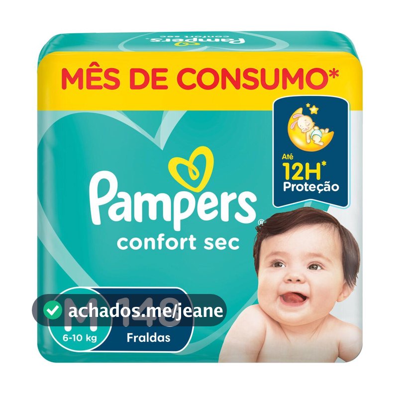 Fralda Pampers Confort Sec Jumbo Plus M com 148un