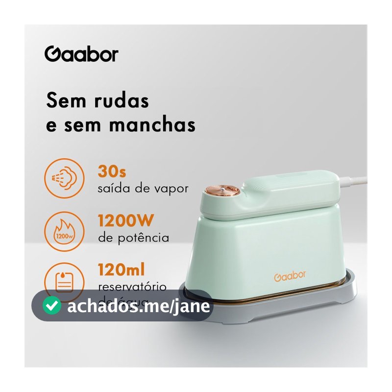 Gaabor Ferro de Passar a Vapor Portátil 1200W em Aço Inoxidável Resistente a Altas Temperaturas Vapor Top Clean HM-M01A