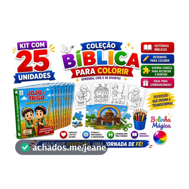 25 Kit Revistas Livrinho Bíblico Desenho Bíblia Infantil Pintar Lembrancinha Infantil Colorir Igreja