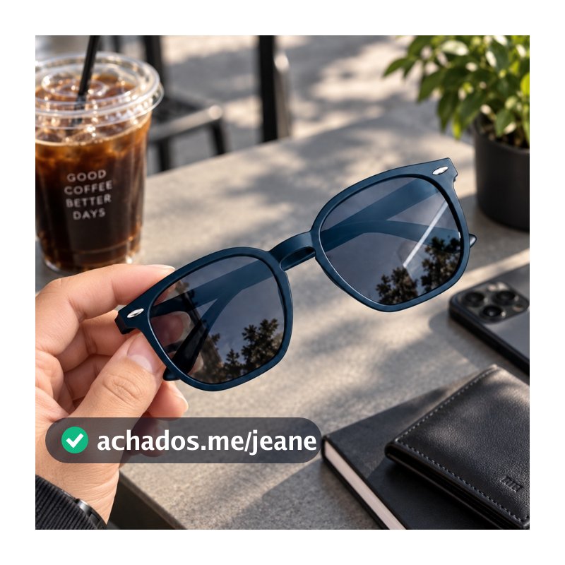 Oculos Sol Masculino Quadrado Hexagonal Resistente Proteção UV400 Preto Acetato Casual Basico Escuro Clássico
