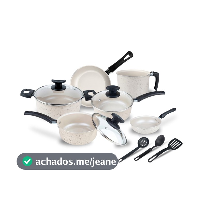 Jogo de Panelas Elegance Antiaderente Teflon 9 Peças Tampa Vidro