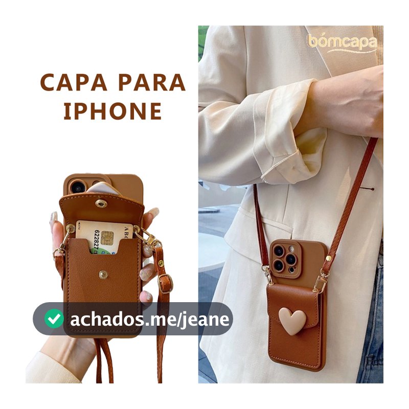 Capa Para iPhone 17 17E 16 16E 15 14 13 12 11 8 7 XR SE Plus Pro Max Capinha Porta-Cartões Cordão Anti Choque AXKB 8801