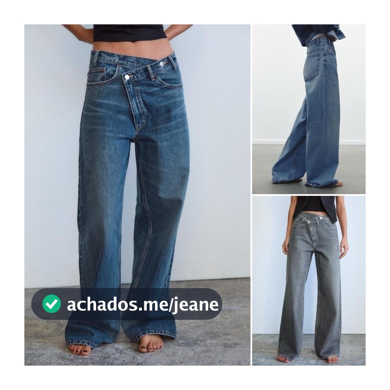 ZA Jeans retos de algodão estilo primavera cintura alta perna larga 4365032