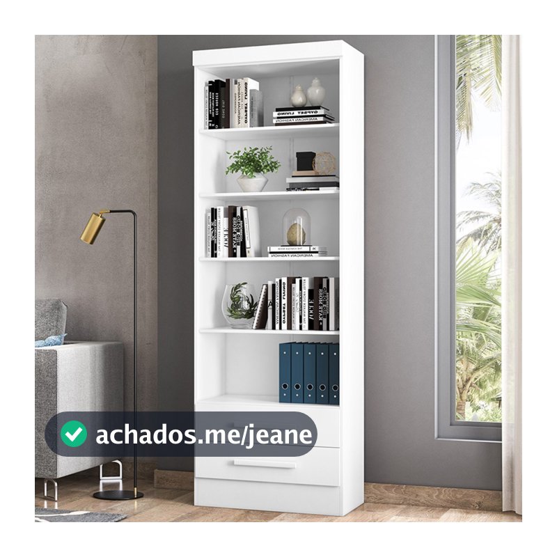 Estante para Livros 2 Gavetas 4 Prateleiras Preto/Carvalho 3420