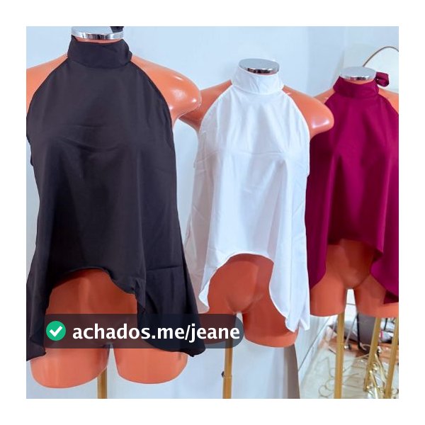Cropped Blusinha Assimetrica Amarracao Pescoco Moda Feminina