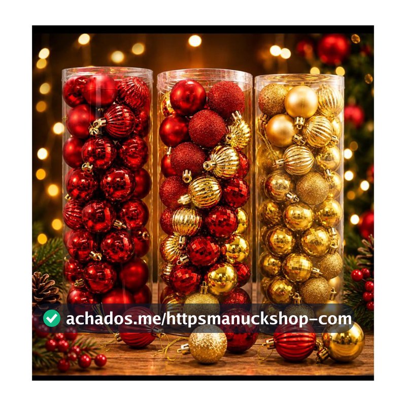 Kit 45 Bolas de Natal Bolinhas Decoração Árvore Enfeites Natalina Pendentes Premium