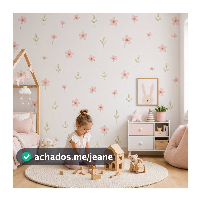 Kit Adesivos de Parede Flores Flor e Ramos Quarto de Bebê Infantil Florzinha Folhas