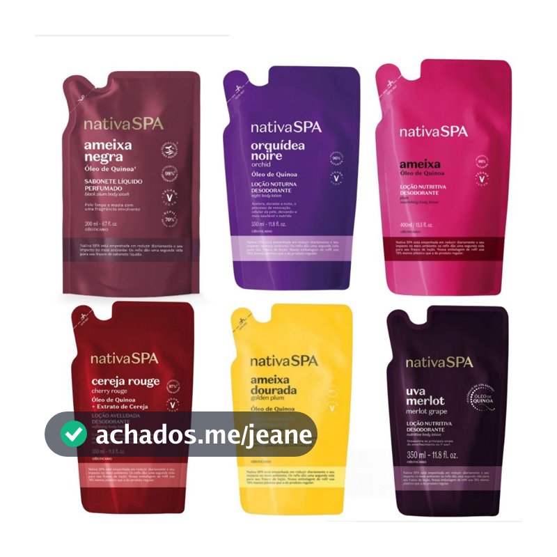 Refil Loção Hidratante O Boticário Nativa Spa /Refil Orquídea Noire /Ameixa negra /ameixa óleo de quinoa/cereja rouge/a