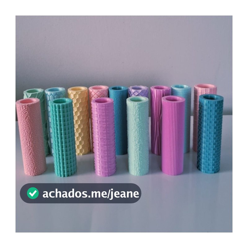 Rolos de Textura 12cm Colorido para Artesanato em Biscuit e Cerâmica Impressão 3D