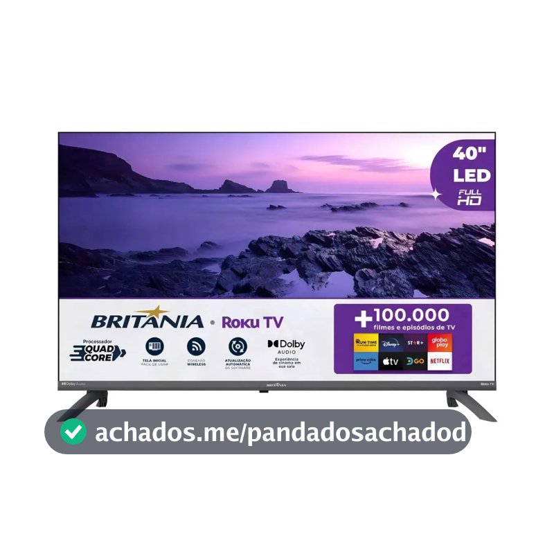 Smart TV 40” Britânia B40CRA Full HD Wi-Fi HDMI USB Conversor Digital