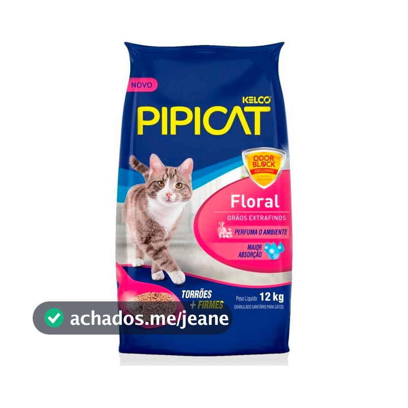 Areia para Gato Floral 12kg Pipicat