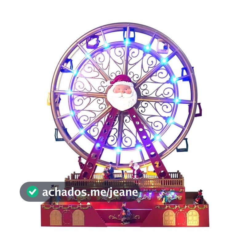 Roda Gigante Natal Natalina Iluminaçao Led Som Movimento Cenario Luxo Musica Decoraçao Festa Mesa Trabalho Casa Enfeite