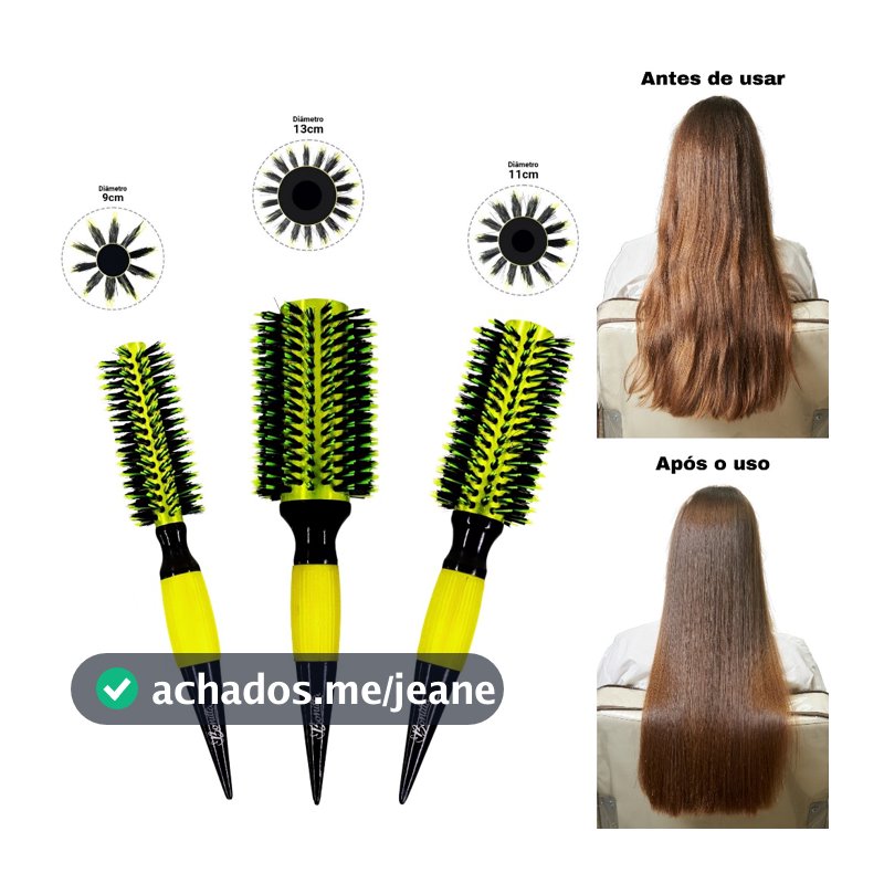 Kit 3 Peças Escovas Profissionais De Cabelo Cerdas