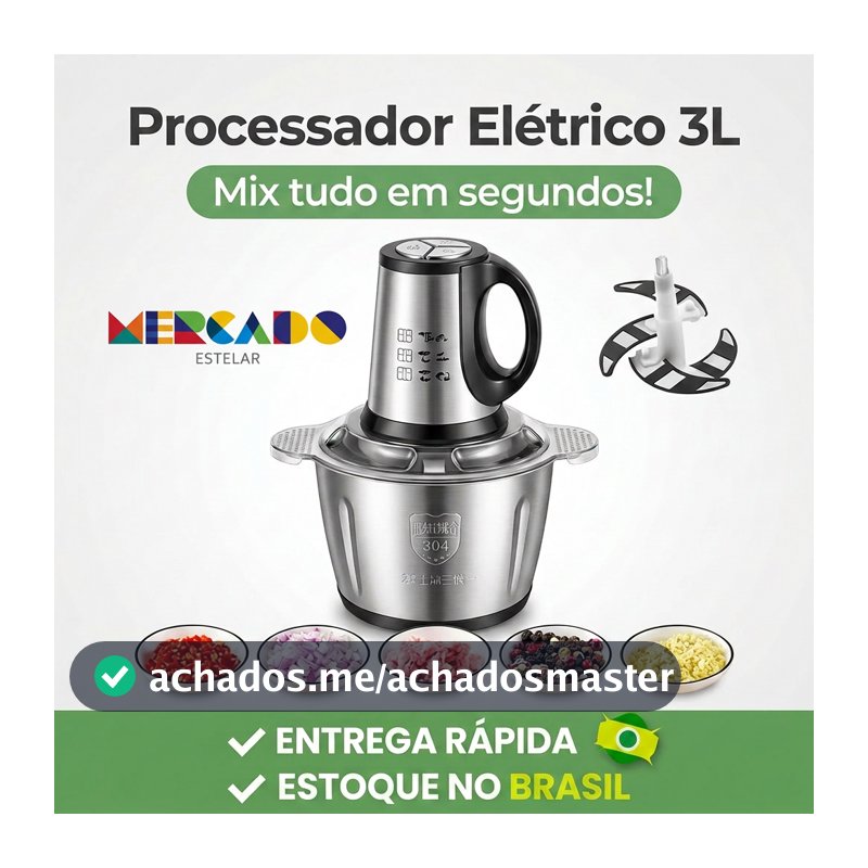 3L Picador De Alimentos Moedor De Carne Mixer Elétrica Processador Cozinha Casa Alho - 110v-220v