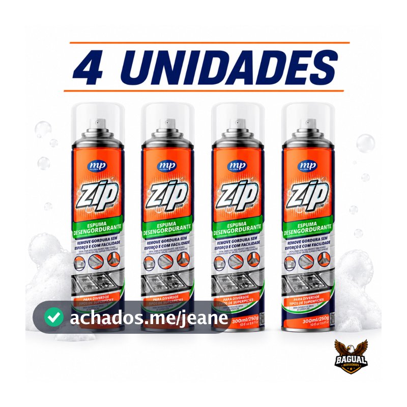Kit até 4 Sprays - Espuma Mágica Desengordurante limpeza pesada e Eficaz- Limpeza Profunda- 300ml ZIP - My Place