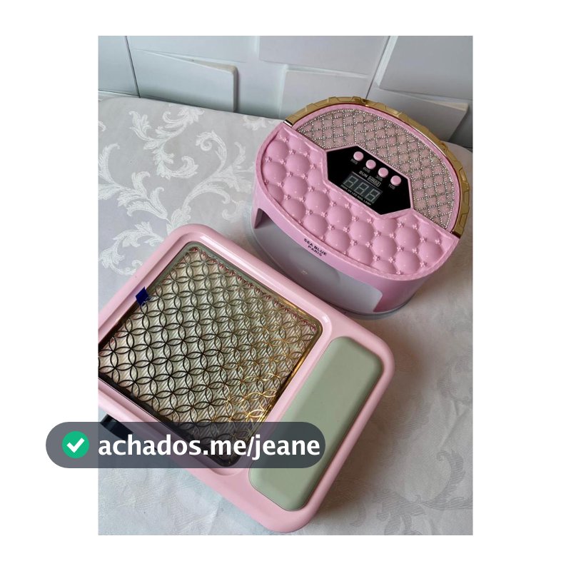 Kit Cabine LED UV 288W Profissional + Coletor de Pó 120W Potente com Apoio de Mão Bivolt