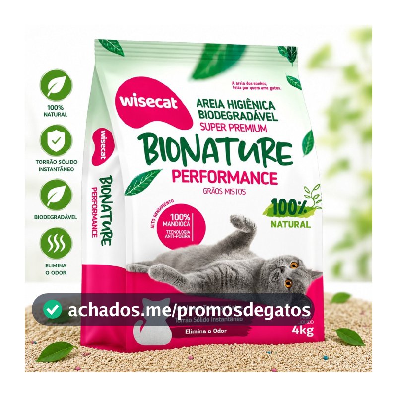 Areia De Mandioca Para Gatos Biodegradável Performance 4kg