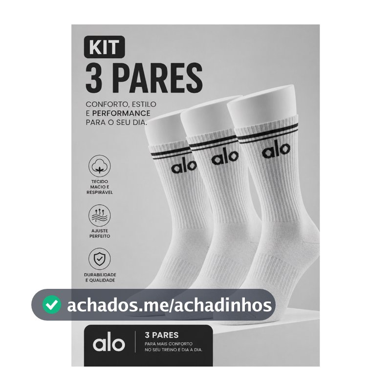 Meia Academia Kit 3 Pares Cano Longo Premium Algodão Para Treino e Dia a Dia