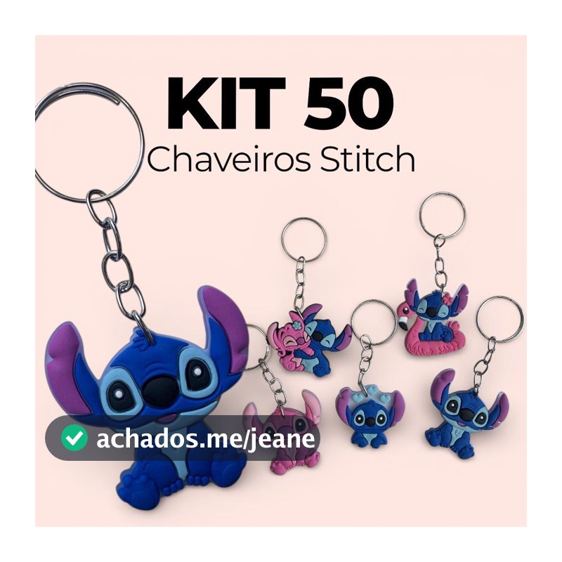 Chaveiro Stitch kit 10/50 Lembrancinha Chaveirinho Emborrachado Tema Festa Aniversario Lilo Stitch