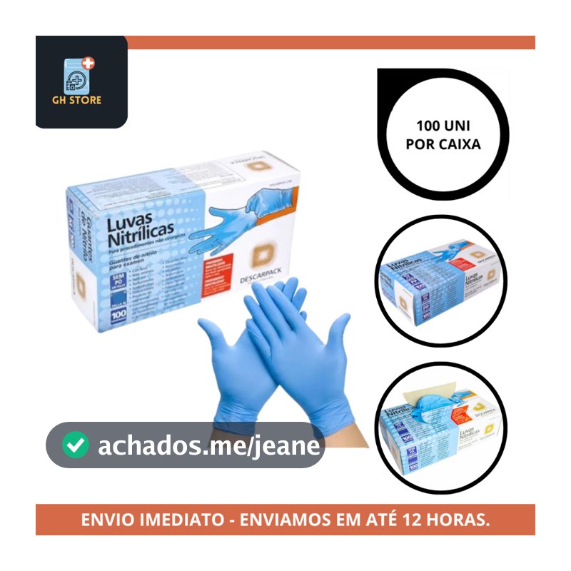 KIT 4CX Luva Nitrílica Azul Descarpack - Resistente, Sem Pó e Látex, Barreira Contra Contaminação