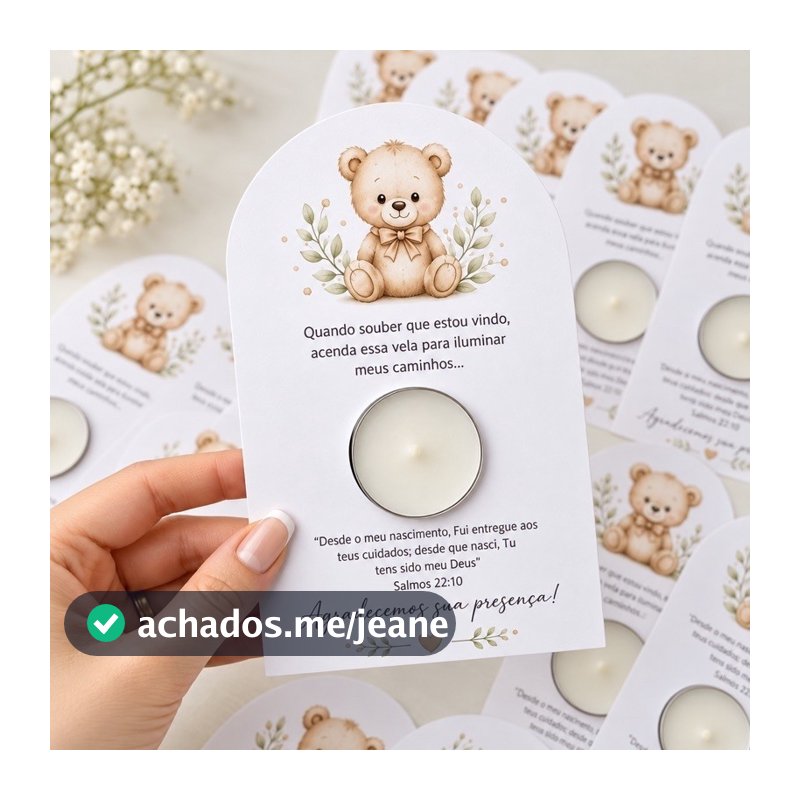 Lembrancinha Chá de Bebê e Chá de Fraldas com Vela Personalizada | Kit 12 a 50 Unidades Maternidade ENVIO EM ATE 24h