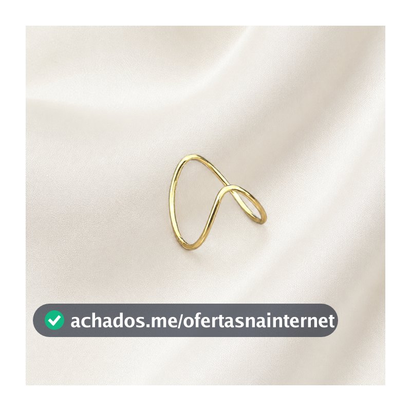 Anel Feminino Boca de Tubarão Regulável Dourado Semijoia Banhado a Ouro 18K Ajustável