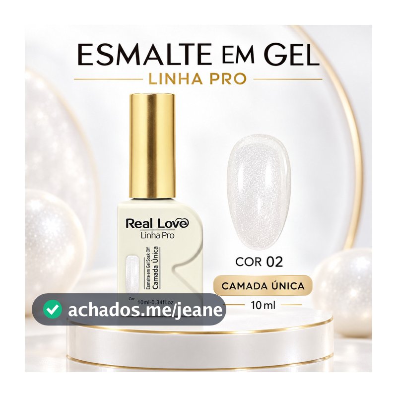 Esmalte em Gel Real Love Linha Pro Camada Única 10ml Cor 02 Branco Perolado