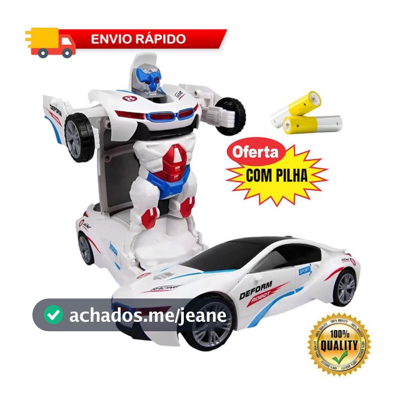 Carrinho Transformes Robô 2 em 1 Brinquedo Infantil Eletrônico Com Luz e Som Automáticos