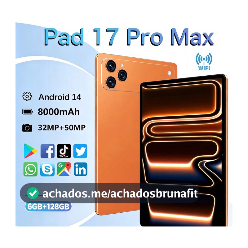 Tablet N17 Wifi com chip 10.1 8000mah Android, 6GB RAM 128GB Teclado+Mouse+Fones de ouvido Bluetooth Câmera