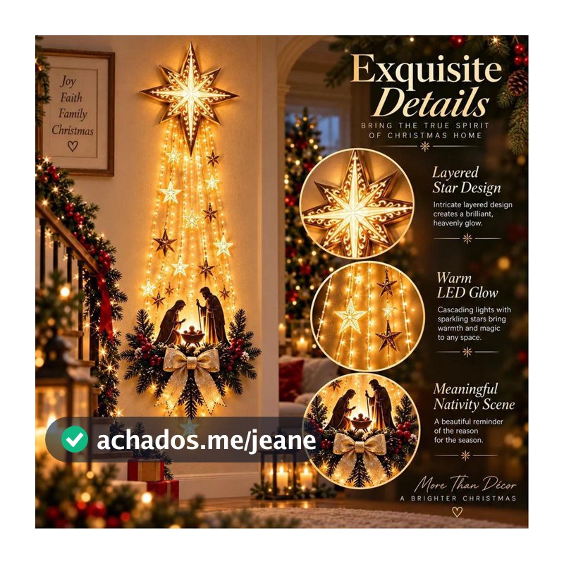 Decoração De Parede De Natividade Iluminada 2D Acrílico Estrela Ornamento 30cm Presépio De Natal Arte mueadsybr