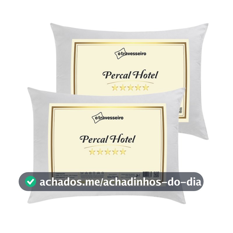 Kit 2 Travesseiro Luxo Percal Hotel 100% Fibra Siliconada Toque macio Lavável
