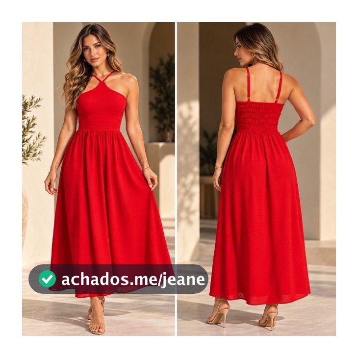 Vestido Lívia Longo Feminino com Alças Cruzadas e Lastex nas Costas em Tecido Suave e Confortável