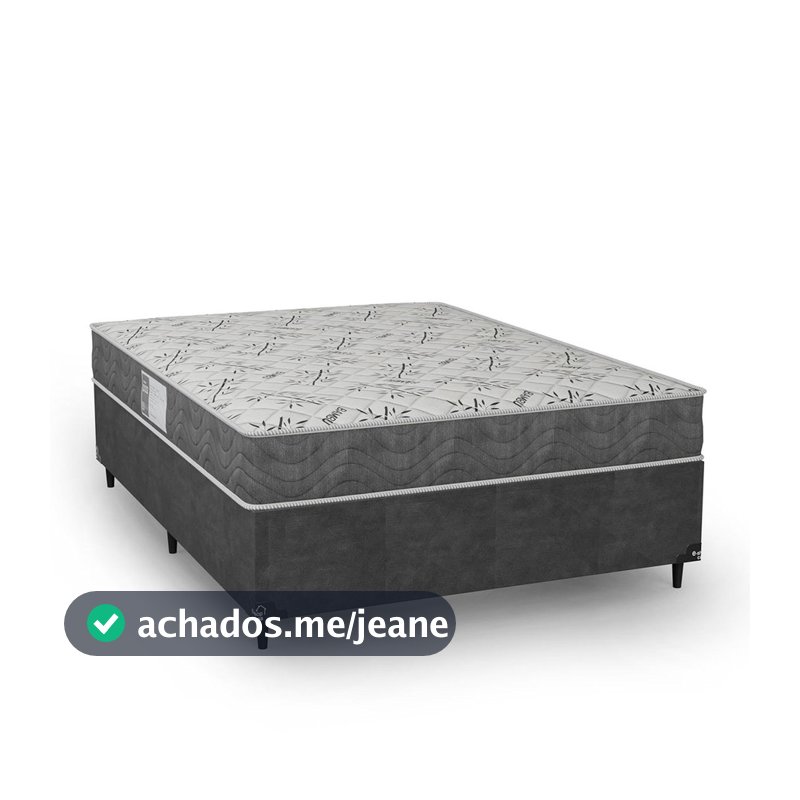 Cama Box Casal + Colchão D33 One Face - Suede Cinza - e-Shop Casa
