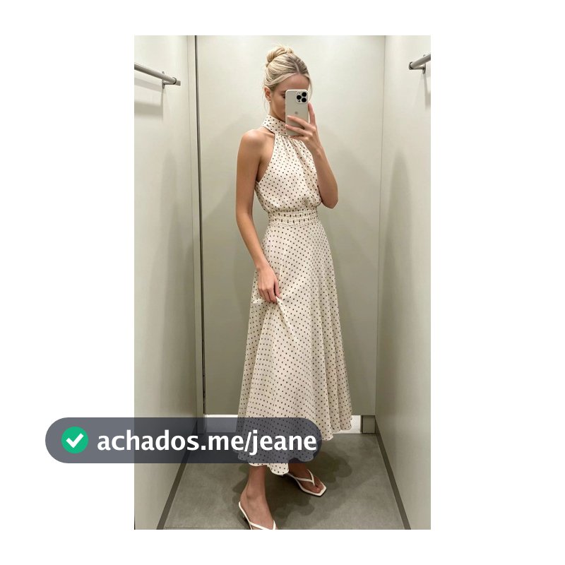 Vestido De Bolinhas Com Gola Halter E Costas Nuas Detalhe De Laço 202609-1