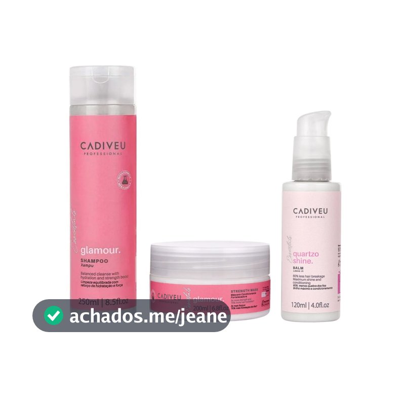 Kit Cadiveu Glamour Glossy Rubi Duo + Quartzo Shine Balm Leave-in