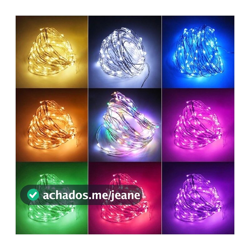 Kit Fio Fada 3M Com (1x/3x/5x) Prata Cordão Luz Cores Natal uso 2 Pilha Promoção