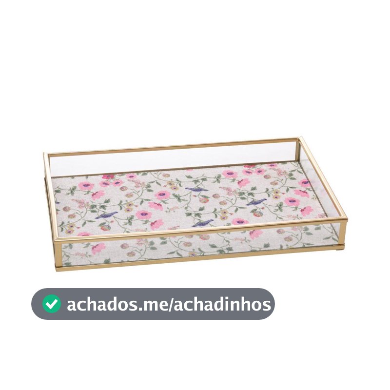 Bandeja Decorativa Blossom Garden 25cm Dourada Metal Wolff para Quarto Aparador Lavabo Joias Perfumes Organização Casa