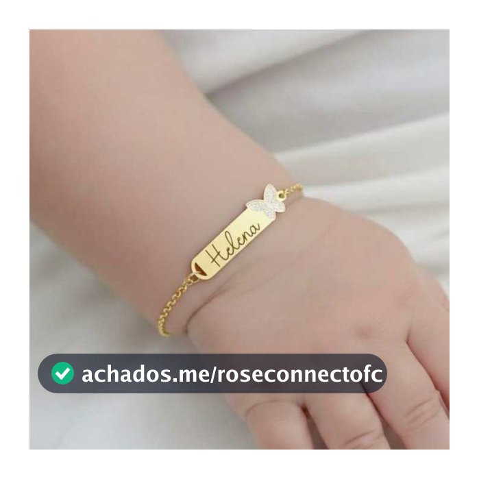 Pulseira Infantil com Nome Personalizada Bebê RN Banhada a Ouro 18k Antialérgica