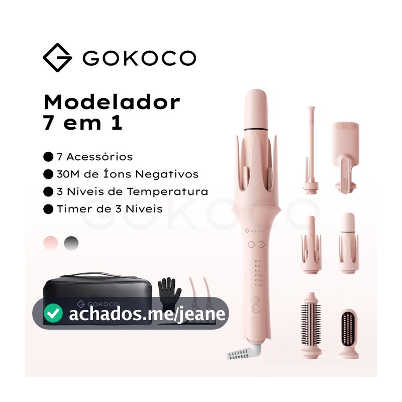 GOKOCO 7 em 1 Modelador de Cachos Multifuncional íons negativos cria diversos estilos de cachos Design bivolt