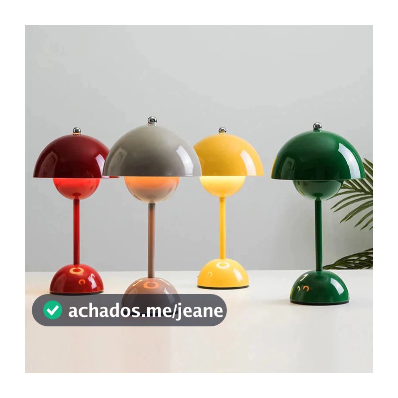 Abajur Luminária De Mesa Cogumelo USB Recarregável LED Touch