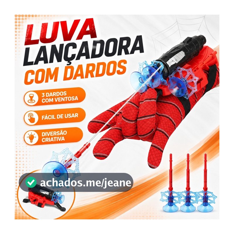 Lançador de Teia Infantil com Luva e Dardos de Ventosa Brinquedo Herói Aranha para Fantasia