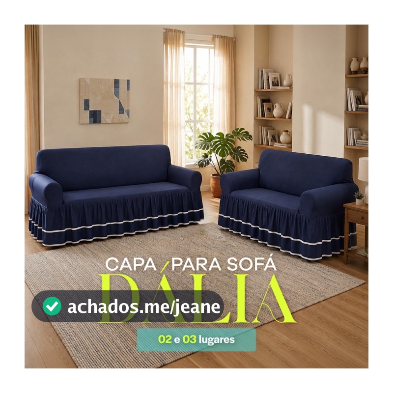 Capa Protetora para Sofá Dália 2 e 3 Lugares – Lavável e Decorativa
