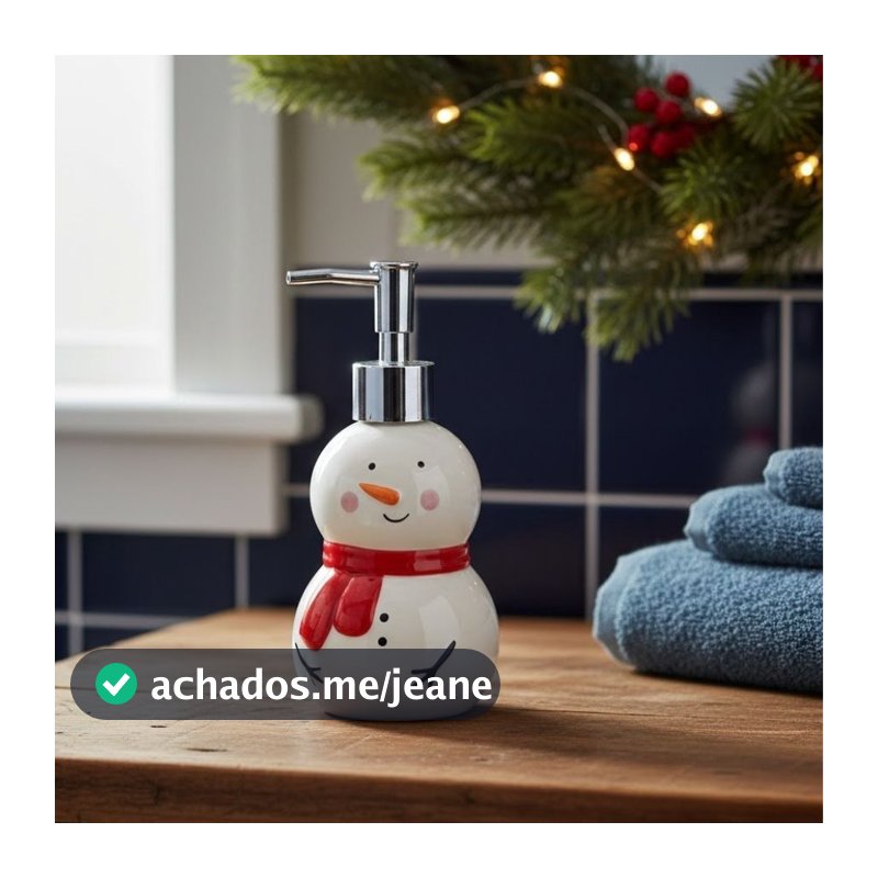 Porta Sabonete Liquido de Natal - Boneco De Neve - 18x7,5cm  - 1 unidade - Rizzo