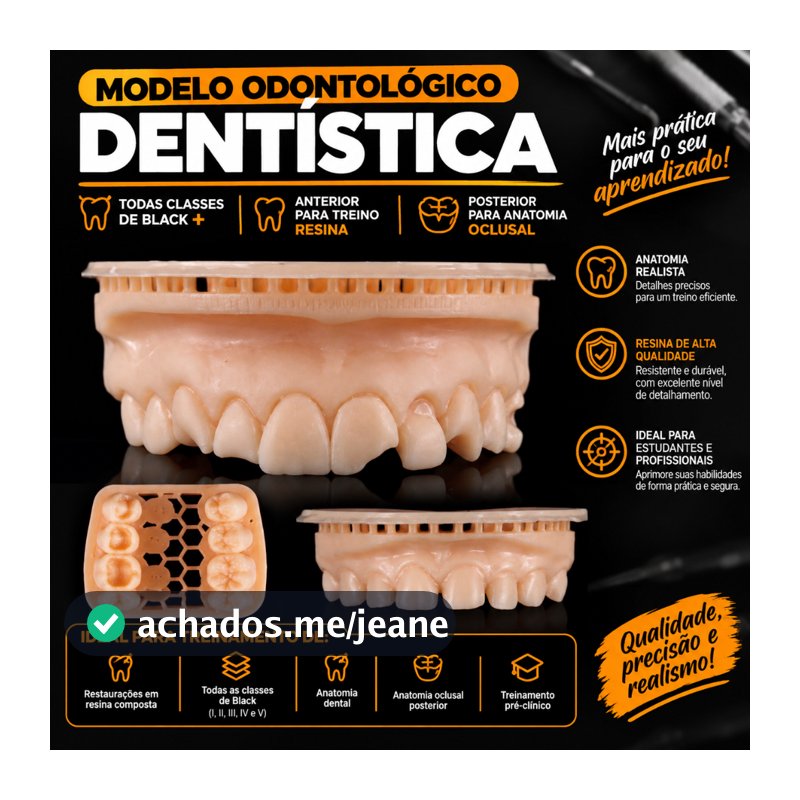 Modelo Odontológico- Dentística- Todas classes de Black + Anterior para treino resina- posterior para anatomia Oclusal.
