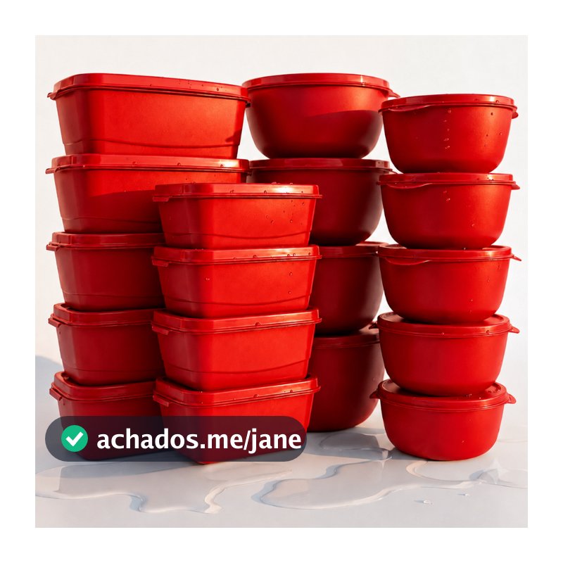 Kit de 20 Potes - 10 Pote Oval/Retangular + 10 Bowls Com Tampa Organizador Vasilha para Armazenamento