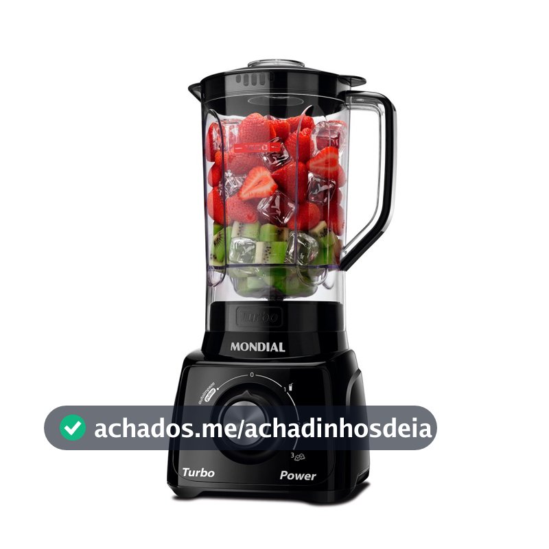 Liquidificador 3 velocidades Turbo Power preto - L-99FB - Mondial