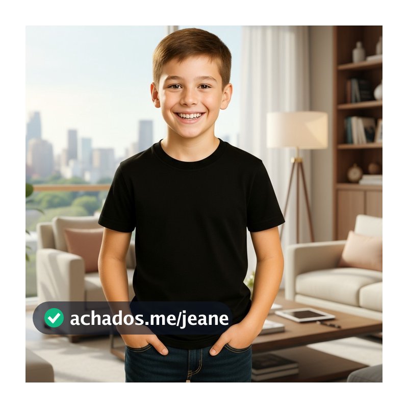 Camiseta Infantil Lisa Manga Curta Preta Blusa Menino Algodão Casual Básica para Qualquer Ocasião bem Estilosa