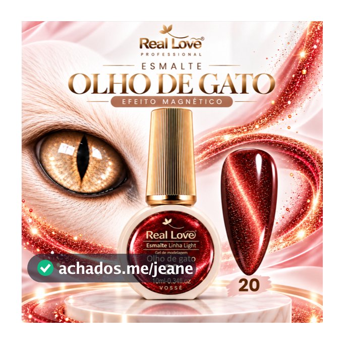 Esmalte em Gel Magnético Real Love Refletivo Glitter Olho de Gato 10ml