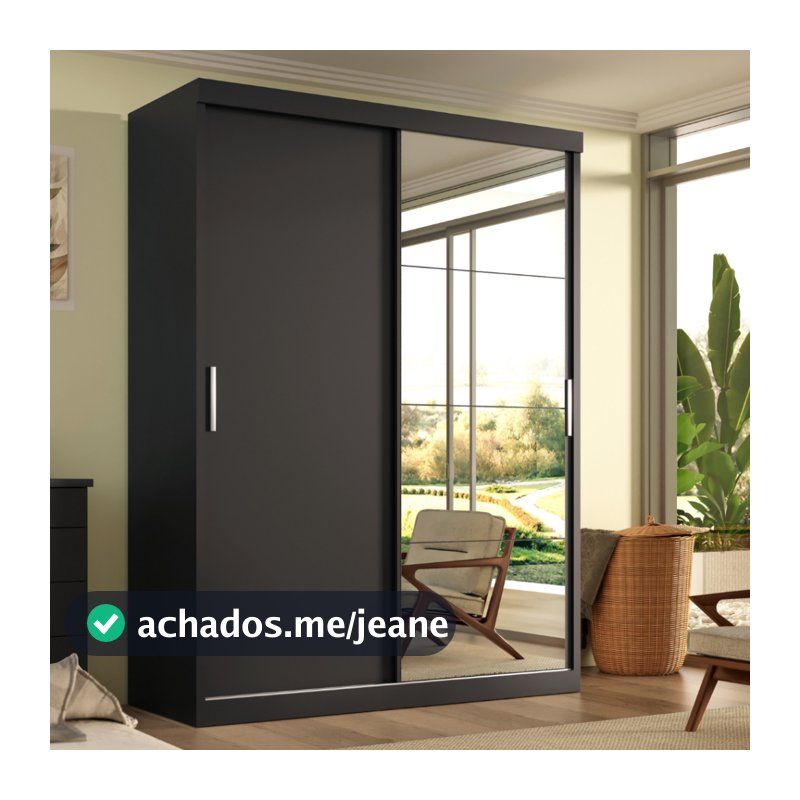 Guarda Roupa Solteiro Roma 2 Portas Correr 2 gavetas com espelho