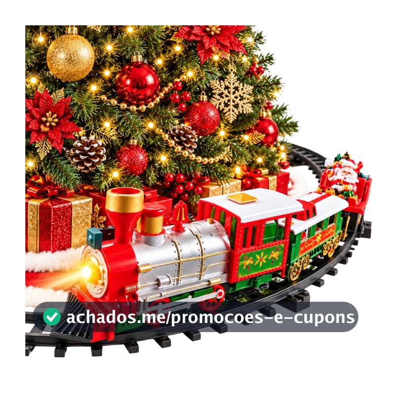 Trem Elétrico Decorativo Ferrorama Natalino Para Árvore de Natal Luz Som E Movimento Papai noel 31 peças - Castela